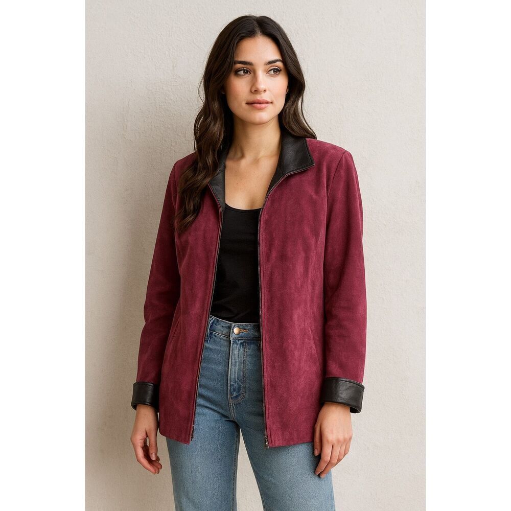 Vintage Reed Leather Sportswear Burgundy Genuine Leather jacket